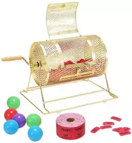 Loterijos būgnas renginiams, žalvariu dengtas besisukantis narvas, talpina 2500 bilietų, metalinis loterijos būgnas, bingo būgnas