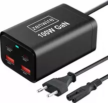 Įkroviklis Zenwire Maitinimo šaltinis 100 W GaN III Cube AC kabelis 2x USB-C 65 W 2x USB-A Zenwire YMS-608
