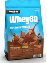 SportLife Whey80 Chocolate + Stevia išrūgų baltymų milteliai, 600 g
