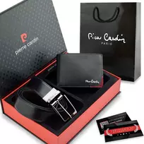Dovanų rinkinys vyrams: odinė piniginė Pierre Cardin RFID, odinis diržas 75T8806BR