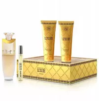 New Brand Prabangus rinkinys moterims: 100 ml kvapusis vanduo + 130 ml kūno losjonas + 130 ml dušo želė + 15 ml kvapusis vanduo