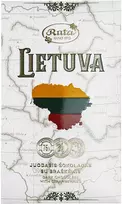 Rūta Juodasis šokoladas (75 %) su braškėmis „Lietuva“, 90 g