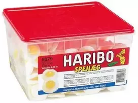 Haribo Spejlæg 1,6kg i plastbøtte