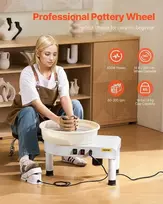 Keramikos žiedimo staklės 35cm, reguliuojamas greitis, įrankių rinkinys amatams, elektrinė staklė namų naudojimui, molio žiedimo staklės pradedantiesiems