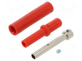 Laboratory connector: 4mm banana | socket | 1kV | 32A | L: 65mm | red