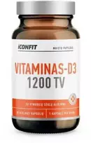 ICONFIT Vitaminas D3 1200 TV, 90 kapsulių