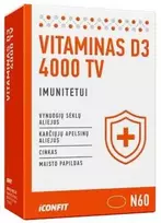 ICONFIT Vitaminas D3 imunitetui 4000 TV, 60 kapsulių