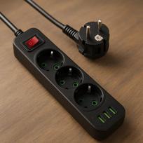 Power strip Riff RF-F23U — 2 m cable, 3 AC outlets, 3 USB-A ports, 1 USB-C port
