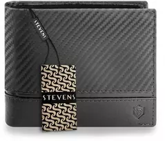 Vyriška odinė piniginė Stevens PREMIUM, juoda, su RFID apsauga 02-8888-R