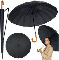 Lean Ilgas automatinis skėtis 24 stipinų 115 cm medinė rankena