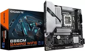 Pagrindinė plokštė Gigabyte B860M GAMING WIFI6 | Procesorių šeima Intel | Procesoriaus lizdas LGA1851 | DDR5 | Palaikomos standžiojo disko sąsajos M.2, SATA | SATA jungčių skaičius 4