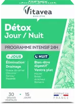 Prancūzija Vitavea Detox Day/Night detoksikacijai, 30 augalinės kilmės kapsulių