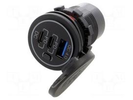 USB power supply | USB A socket,USB C socket x2 | black