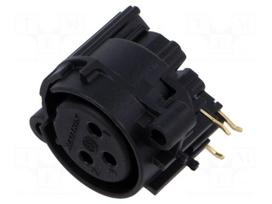 Connector: XLR | socket | female | PIN: 3 | angled 90° | THT | black | 6A