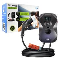 PNI KW22 32A charging station, 22KW, for electric cars, 85V - 415V, three-phase, 7-pin Type 2 cable, 3.5 inch screen, with Bluetooth, app control, app charging activation and RFID card, IP55