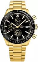 Vyriškas laikrodis Giewont Chronograph Safyro stiklas Auksas Juodas GW8720-B4