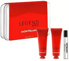 Mont Blanc „Legend Raudona“ miniatiūrinis kvepalų rinkinys: 7,5 ml vandens purškiklis + 30 ml veido kremas + 30 ml valomasis gelis