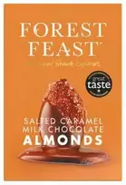 Forest Feast milk chocolate-coated almonds with salted caramel in a gift cube, 140 g