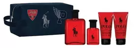 Set Ralph Lauren: Polo Raudona Eau De Toilette For Men, 125 ml + Polo Raudona Eau De Toilette For Men, 40 ml + Polo Raudona Moisturizing After-Shave Balm, 50 ml + Polo Raudona Dušo želė & Šampūnas 2-In-1, 50 ml