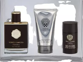 Set Vince Camuto: Terra Extreme Eau De Toilette For Men, 100 ml + Terra Extreme Anti-Perspirant Dezodorantas Stick For Men, 71 g + Terra Extreme Dušo želė & Šampūnas 2-In-1, 150 ml