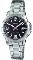 Casio Moteriškas laikrodis LTP-V004D-1B2 Juodas ciferblatas Sidabrinė apyrankė