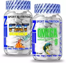 Fen Sport Nutrition FEN Omega 3 120 kaps. + FEN Lipo Burner 120 kaps (Papildai cholesterolio mažininui)