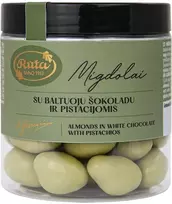 Rūta Migdolai su baltuoju šokoladu ir pistacijomis, 120 g