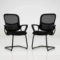 Promotions Konferencinės kėdės komplektas, 63x63x96 cm, juoda, tinklinė nugarėlė su laikymo vieta