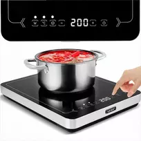 Inducto Nešiojama indukcinė kaitlentė 3000W, kempingui ir namams, 10 galios lygių, 10 temperatūros nustatymų, 22 cm kaitvietė, indukcinė viryklė, nešiojama elektrinė plytelė, galinga indukcinė plytelė maistui gaminti