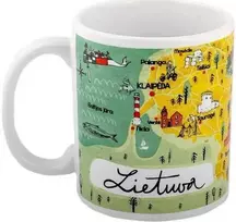 Puodelis keramikinis Lietuvos žemėlapis, 340 ml