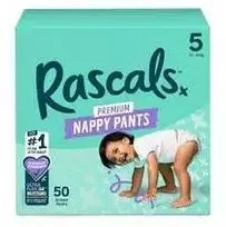 Rascal And Friends RASCALS sauskelnės-kelnaitės, 5 dydis, 13-18 kg., 50 vnt.
