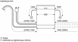 Įmontuojama indaplovė Bosch Serija 4, SBT4ECX33E, 60 cm