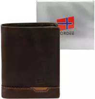 Vyriška odinė piniginė Nordee HJORT N4 tamsiai ruda