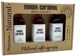 „Mount Caramel“ sirupų rinkinys 3 × 100 ml – moliūgų · morkų pyrago · obuolių su cinamonu