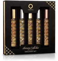 Orientica Luxury Collection Discovery Set EDP rinkinys moterims (EDP Amber Rouge 10 ml + EDP Oud Saffron 10 ml + EDP Velvet Gold 10 ml + EDP Royal Bleu 10 ml + EDP Royal Amber 10 ml)