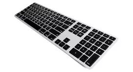 Klaviatūra Matias FK418 belaidė 100% (full-size) su pašvietimu balta ir-juoda
