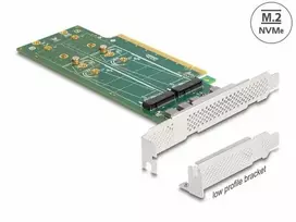 „Delock“ PCI Express 4.0 x16 valdiklio plokštė su 4 vidiniais NVMe M.2 M raktais, 110 mm, šakota, žemo profilio, su jungtimi