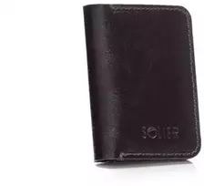 Plona vyriška odinė piniginė su monetų laikikliu SOLIER SLIM DARK BROWN