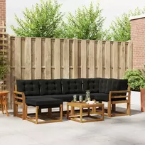 Lauko sofos komplektas su pagalve 7 pcs Natūrali ir juoda