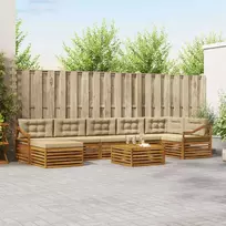 Lauko sofos komplektas su pagalve 8 pcs Natūralus ir bežinis