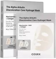 Cosrx The Alpha-Arbutin Discoloration Care Hydrogel Mask lakštinė veido kaukė, 3 x 34 g