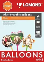Oro balionai Lomond Inkjet Printable Baloons rašaliniams sp. A4, 3 lapų (Ball/Heart/Star) dvipusis