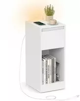 Songmics Naktinė spintelė 25x30x59,5 cm balta MDF