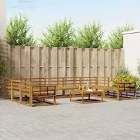 Lauko sofos komplektas 10 pcs Natūrali Kietos akacijos mediena