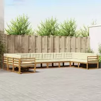 Lauko sofos komplektas 10 pcs Natūralus ir grietinėlė