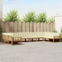 Lauko sofos komplektas 10 pcs Natūralus ir grietinėlė