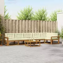 Lauko sofos komplektas su pagalve 7 pcs Natūralus ir grietinėlė