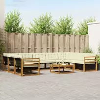 Lauko sofos komplektas 10 pcs Natūralus ir grietinėlė