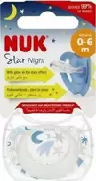 Nuk SILIKONINIS ČIULPTUKAS 'STAR NIGHT' 0–6 MĖN., 1 VNT.