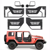 Jeep vamzdinės durys su DOT veidrodėliais, skirtos 2018-2026 Wrangler JL JLU ir Gladiator JT, 4 durų komplektas, plieninės bekelės pusinės durys, juodos